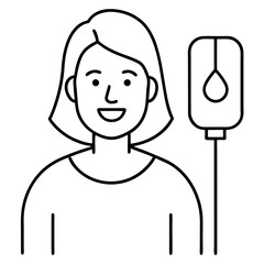 happy woman with intravenous saline drip