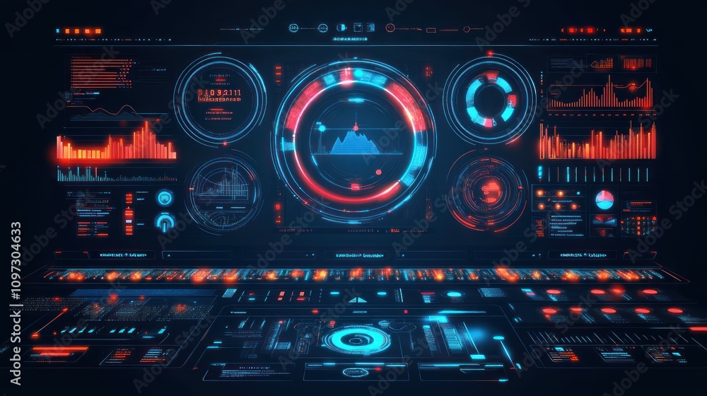 Poster Futuristic Digital Interface Data Display System