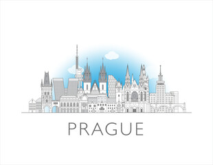 Fototapeta premium Prague skyline cityscape vector illustration