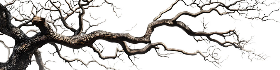 Obraz premium intricate bare tree branches isolated on white for creative design and digital artwork