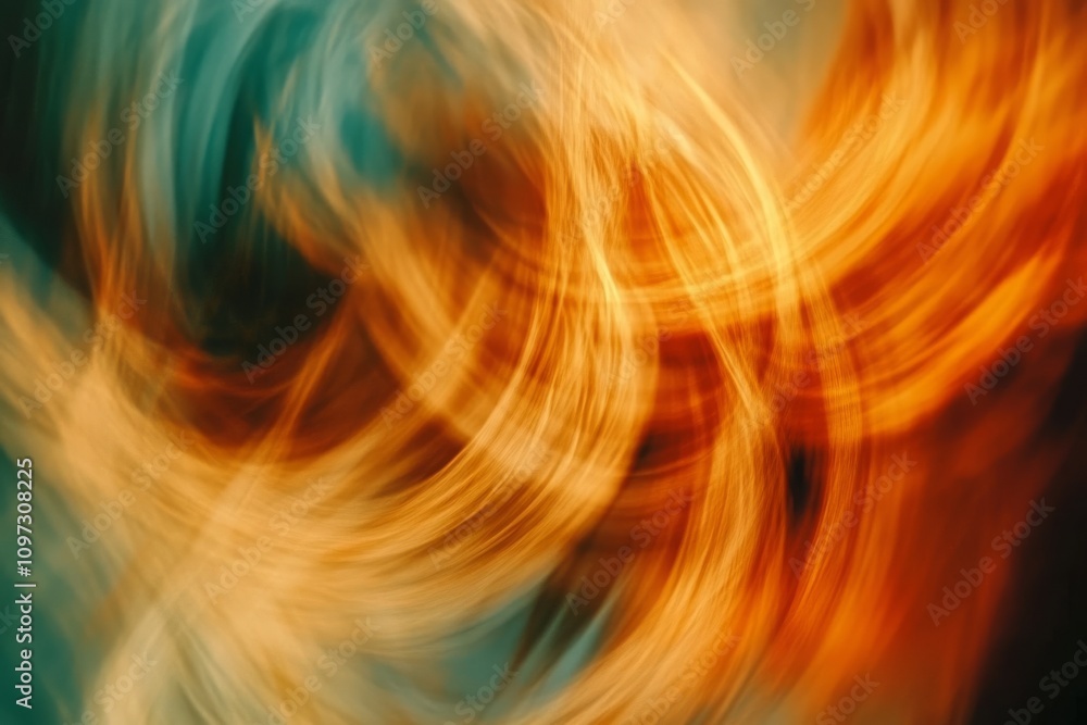 Poster abstract swirling motion of orange and blue colors creating a dynamic background for artistic and cr