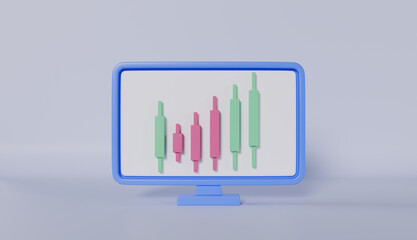 Stocks market graph chart on pc screen, Candle stick chart, Global stock exchanges, online trading, Finance investment