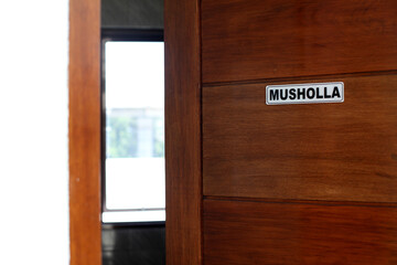 A picture of prayer room sign, for Muslim