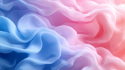 Obraz premium Delicate pastel pink and blue flowing fabric like shapes, blending softness, lightness, and minimalist abstraction for a serene and airy aesthetic