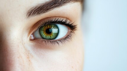 Obraz premium Close-up of green and brown eye, with detailed iris texture eyebrow