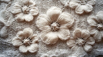 Flower lace knitting wool texture and background