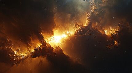 Naklejka premium a massive collision of galaxies in space.