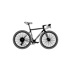 black racing bike side view black and white line art vector