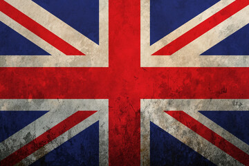 Fototapeta premium The United Kingdom or Union Jack grunge flag. Vintage, retro style. High resolution, hd quality. Item from my grunge flags collection. United Kingdom UK flag on the grunge concrete wall.