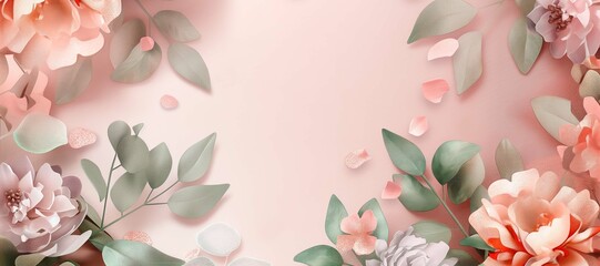 Naklejka premium colorful flowers and leaves frame background 125