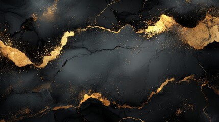 Fototapeta premium Luxurious black marble patterns with golden veins, exuding opulence, sophistication, and timeless elegance, ideal for high end branding and interior designs