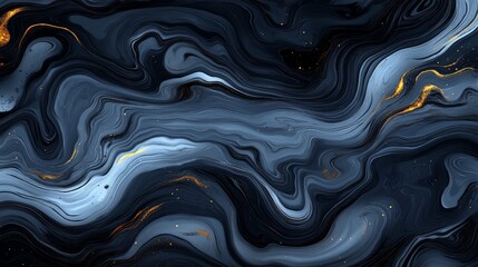 Fototapeta premium Abstract black and gray marble inspired swirling patterns with gold accents, evoking a luxurious, dramatic aesthetic with intricate details and bold, flowing contours
