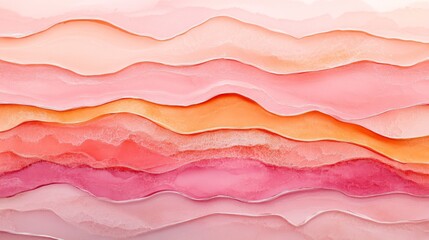 Pastel pink and peach abstract landscape with flowing horizontal layers resembling serene sand dunes or geological formations, creating a calm and soothing atmosphere