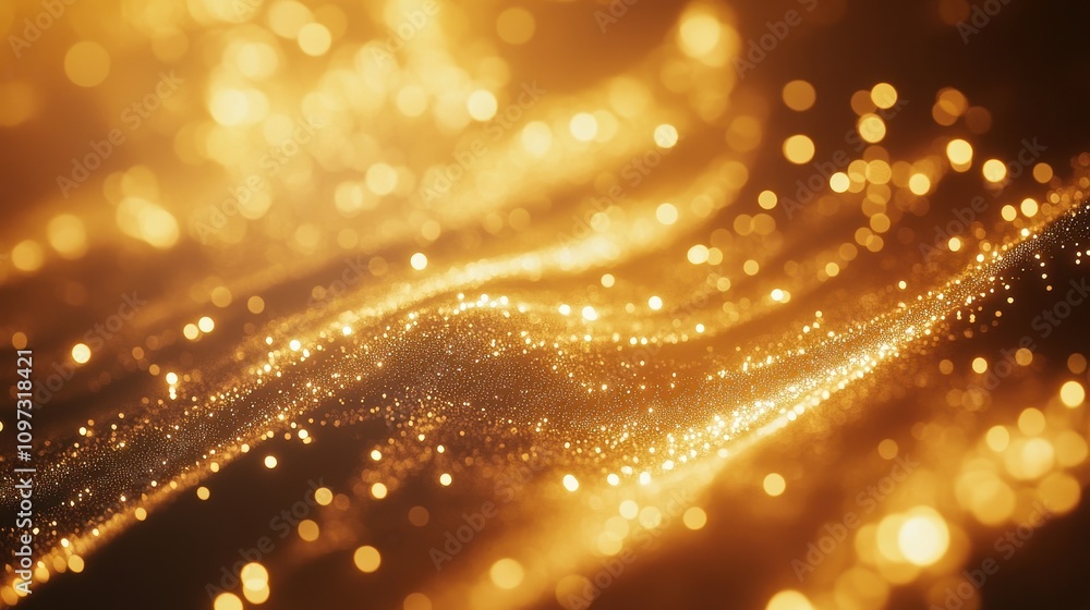 Poster a glowing golden bokeh abstract background with delicate light reflections, offering a luxurious and