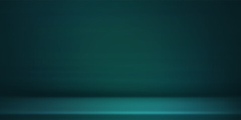 Dark green studio room. Limbo abstract background. 3d backdrop for product presentation. Minimal wall scene. Showcase, promotion display. Vector stage