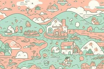 seamless pattern with houses
