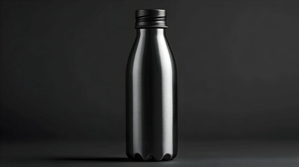 Sleek black insulated bottle on dark background.