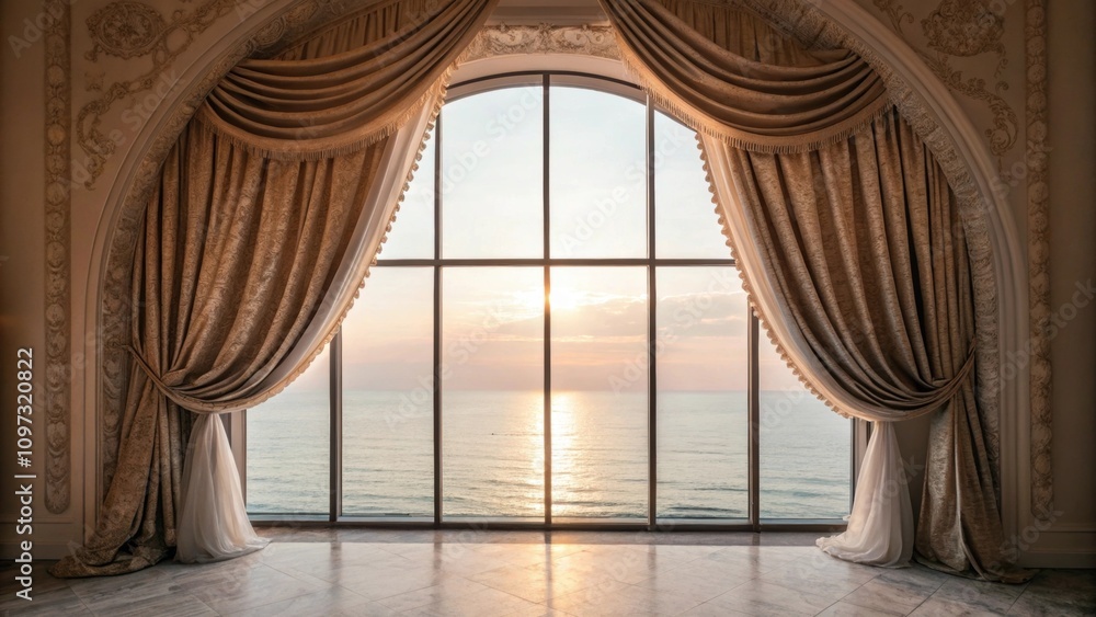 Poster the elegant curtains frame the large window creating an eyecatching focal point. their luxurious tex
