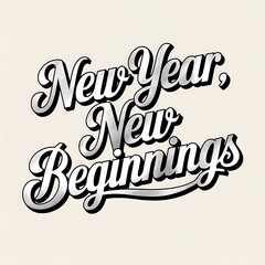 New Year New Beginnings Stylish Lettering Design