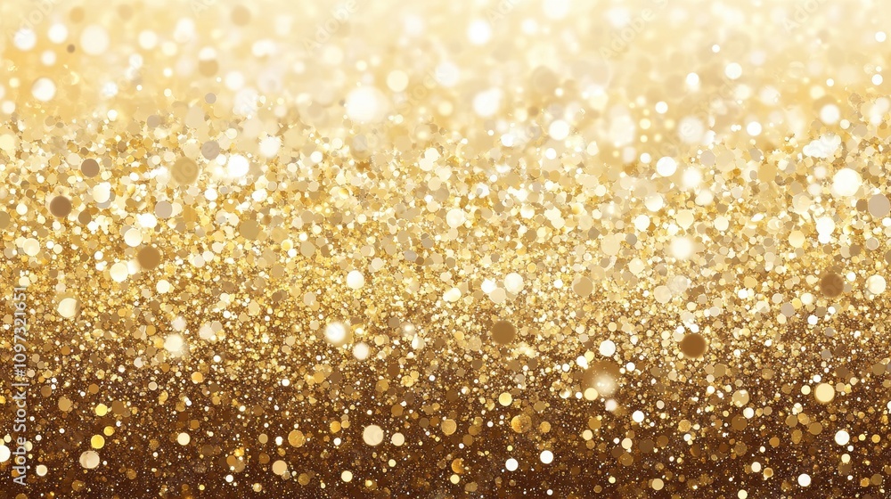 Poster a vibrant golden bokeh background with a gradient effect, blending soft shimmering lights for a rich