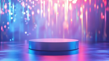 Circular Platform with Blurred Lights and Gradient Background