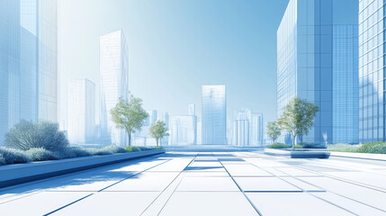 Fototapeta premium Modern blueprint of desert landscape with skyscrapers and gardens