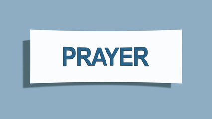 Prayer. A card isolated on blue background.