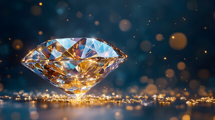 Fototapeta premium The beauty of diamonds and their luxury suit the beautiful scenery. For couples or ladies, look good and stylish. and space for writing text