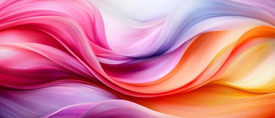 Obraz premium Elegant pastel pink and orange abstract flow design with soft gradients and ethereal textures, a high quality artistic background for modern graphics