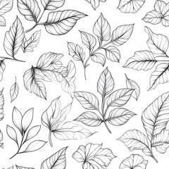 Floral flowers and beautiful colorful leaves wallpaper seamless pattern for interior decoration or background.