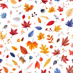 Obraz premium Floral flowers and beautiful colorful leaves wallpaper seamless pattern for interior decoration or background.