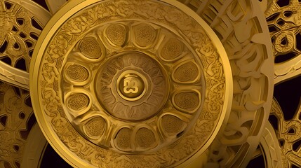 Obraz premium Ornate Golden Wheels Detailed Intricate Design