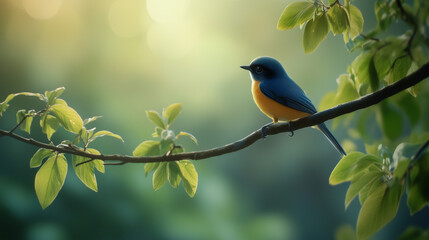 Obraz premium 木の枝で休むカラフルな小鳥