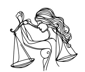 statue of justice in black and white