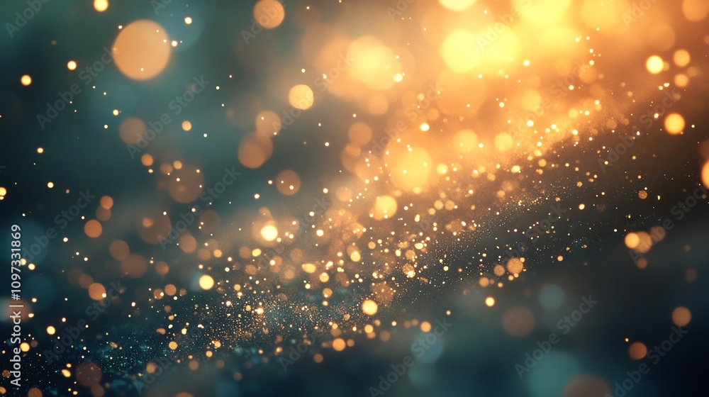 Poster A shimmering background of golden bokeh lights creating a dreamy, ethereal atmosphere.