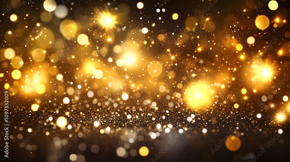 Aufkleber a shimmering background of golden bokeh lights creating a festive, magical atmosphere.