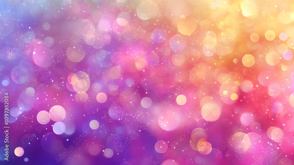 Poster a vibrant, colorful bokeh background with soft lights for creative design purposes.