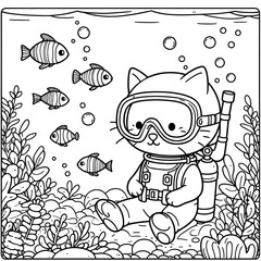 Cute Cativity dive with fishes in aquarium 