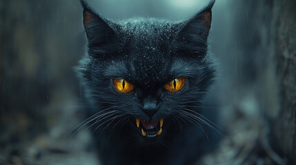 Cute Yet Sinister Little Demon Cat Playing with Fire