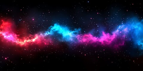 Fototapeta premium A vibrant cosmic scene depicting colorful nebulae in a star-filled galaxy.