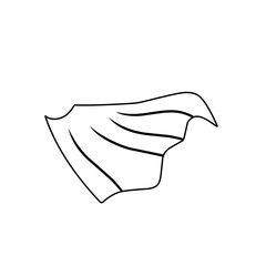 outline sketch of superhero cape