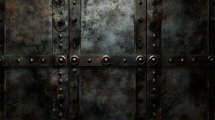 Fototapeta premium Rustic Iron Door with Bolts in Old Building
