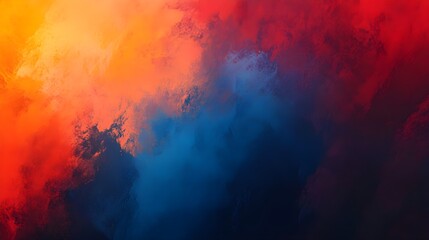 Orange red blue black free form gradient background, grainy texture, blurred color web banner design, copy space