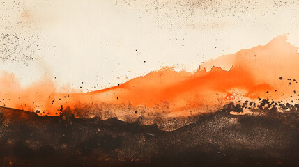 Rustic orange and brown watercolor blending resembling a warm desert sunset abstract