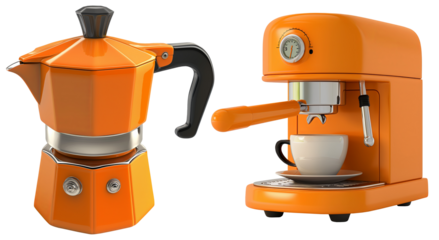 Orange Coffee Makers Mocha Pot Espresso Machine