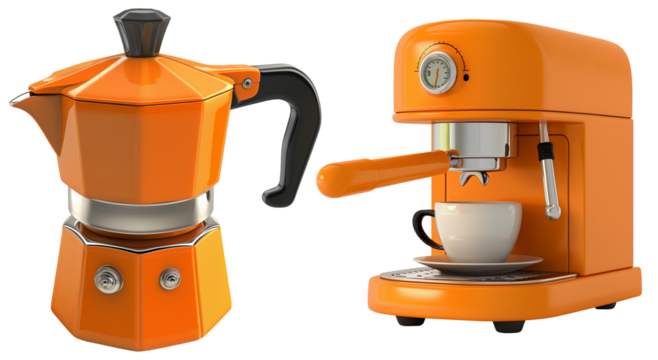 Orange Coffee Makers Mocha Pot Espresso Machine