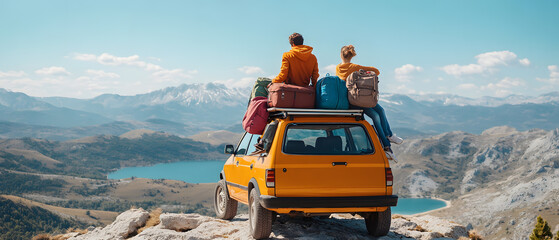 A road of travel through unique landscapes. Landmarks by road by car through nature and a passion for traveling around the world