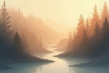 Abstract calming lake mirror flow