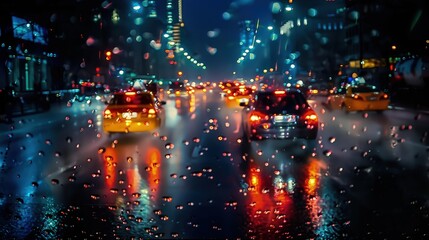 Obraz premium The city buzzed with life as streams of car headlights and taillights painted glowing trails of red and white across the streets. 