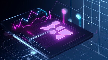Fototapeta premium Digital Smartphone Displays Financial Data Graphs